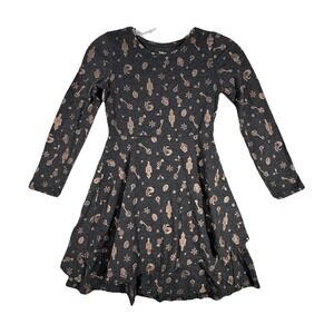 Disney Jumping Beans Dress Girls 7 Black Gold Printed Layered Jersey Knit Casual